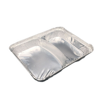 Rechteckige Einwegpfanne aus Aluminiumfolie mit 800 ml und 2 Fächern