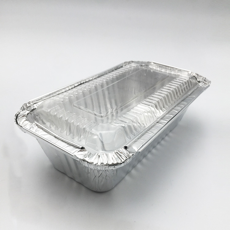 Rechteckige Lunchbox aus Alufolie mit Deckel zum Backen und Grillen