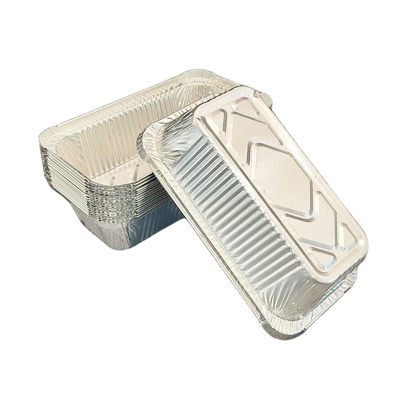 850 ml rechteckige Aluminiumfoliengeschirr mit Papierdeckel
