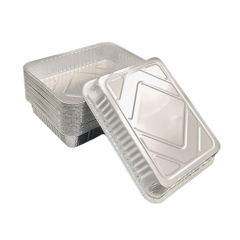 Mittel rechteckige Aluminiumfolie Grillplatte Ofen Backschale