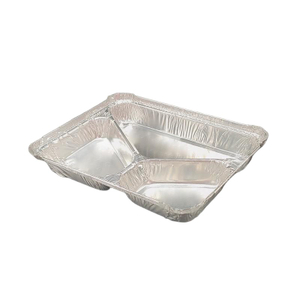 Rechteckige Einwegpfanne aus Aluminiumfolie mit 3 Fächern