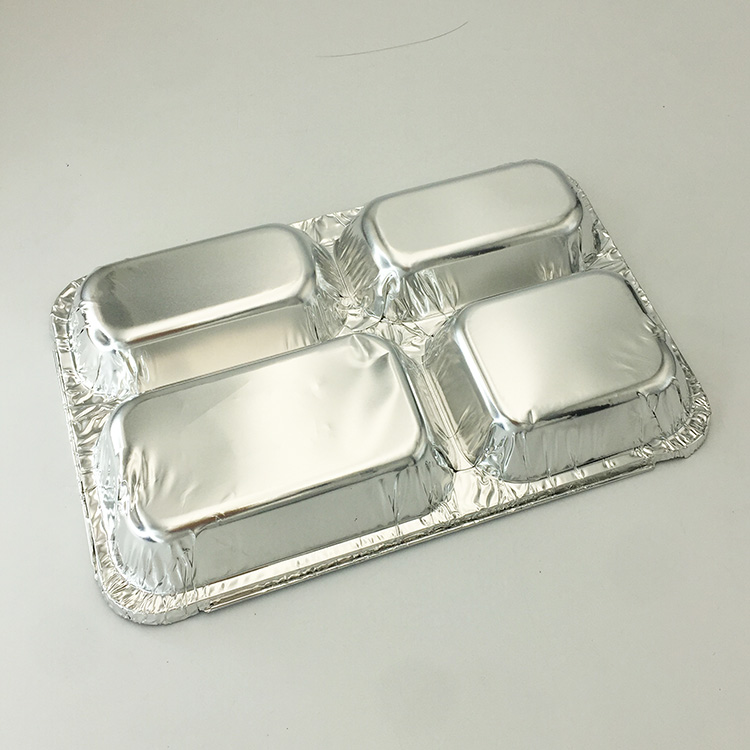 Lunchbox aus Aluminiumfolie mit vier Fächern und großem Fassungsvermögen zum Herausnehmen