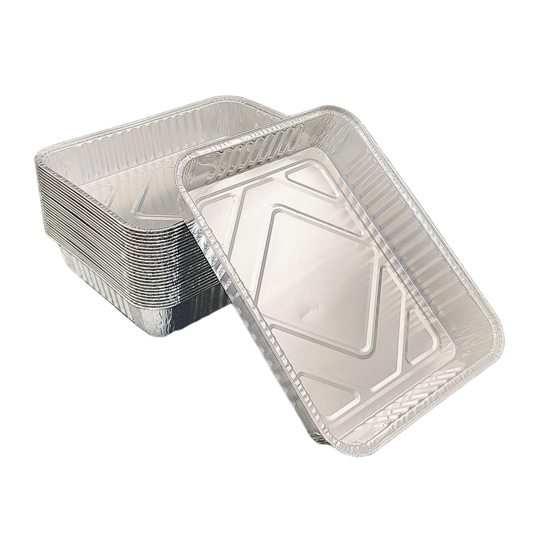 Mittel rechteckige Aluminiumfolie Grillplatte Ofen Backschale