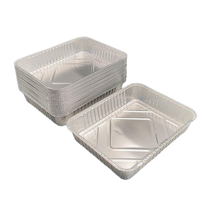 Mittel rechteckige Aluminiumfolie Grillplatte Ofen Backschale