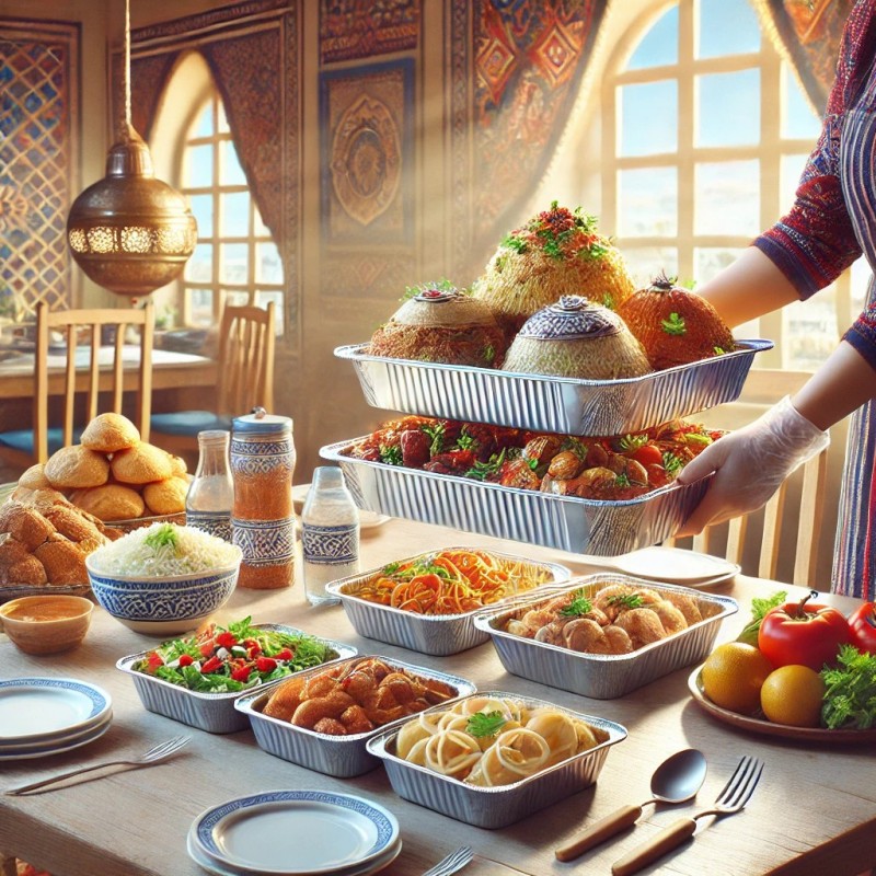 Kirgisen verwenden Aluminiumfolienbeh&auml;lter